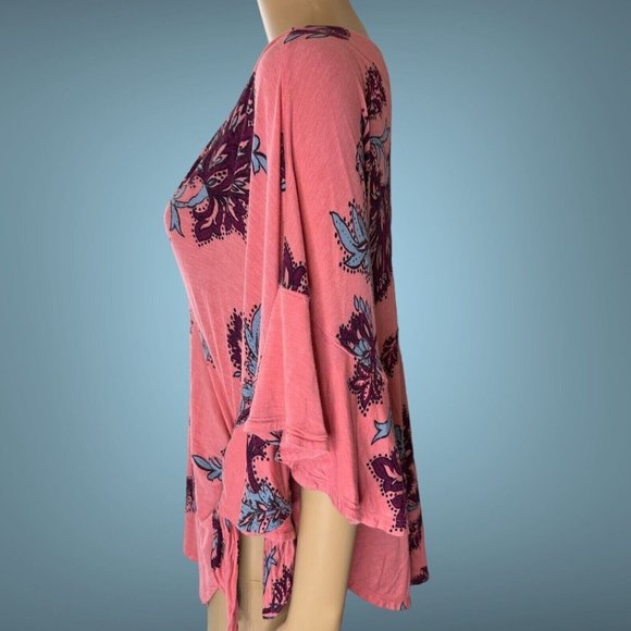 Free People Women Maui Wowie Blouse Tops Size XS Oversize Floral Flutter Sleeves - Picture 13 of 16